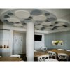 Paneles circulares fonoabsorbentes de EliAcoustic instalados en techo para reducir ruido, reverberacion y eco en Restaurante
