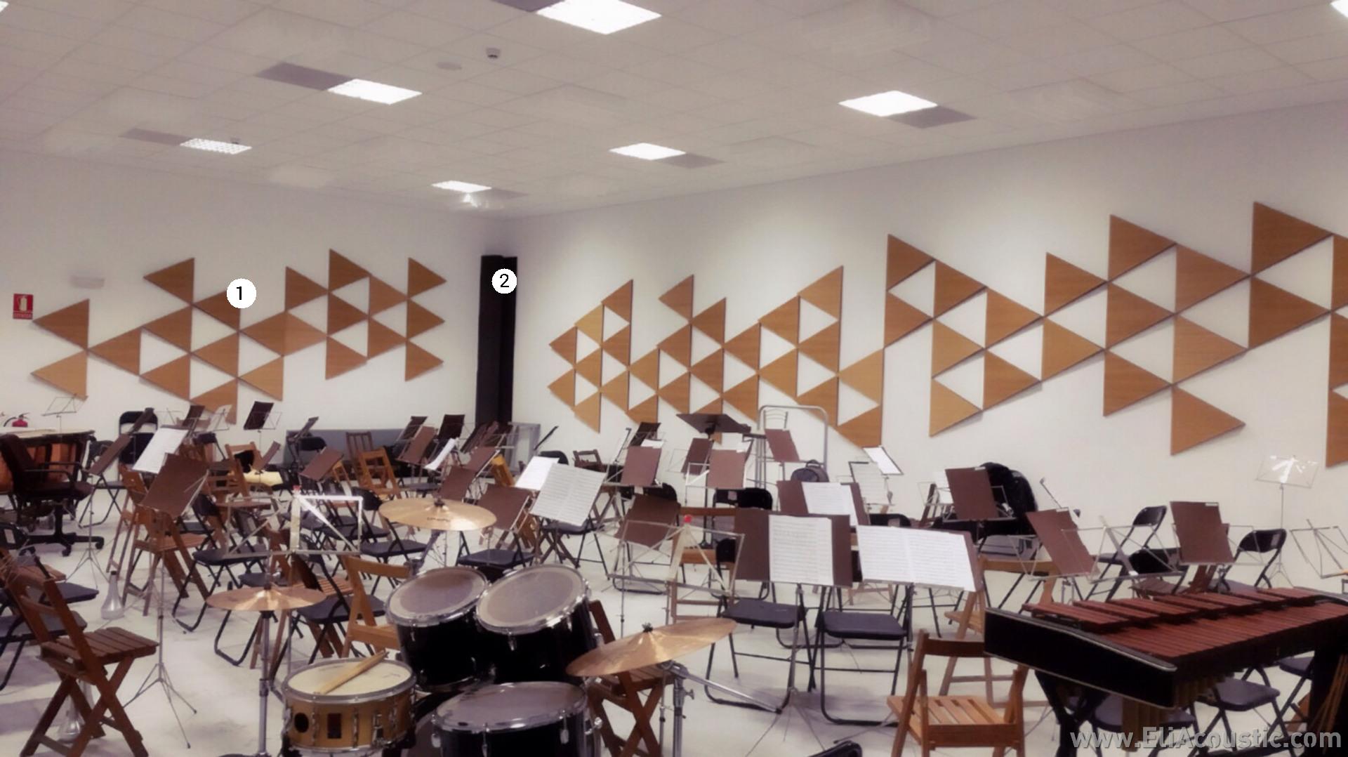 Mejorar la acustica con paneles acusticos decorativos en escuela de musica